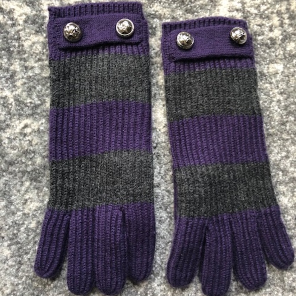 MICHAEL Michael Kors Purple Grey Stripe Gloves